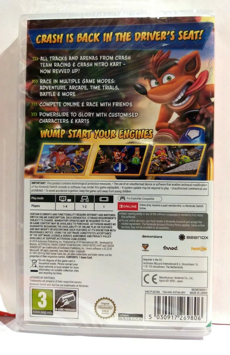 CTR CRASH TEAM RACING NITRO FUELED NINTENDO SWITCH EDIZIONE REGNO UNITO