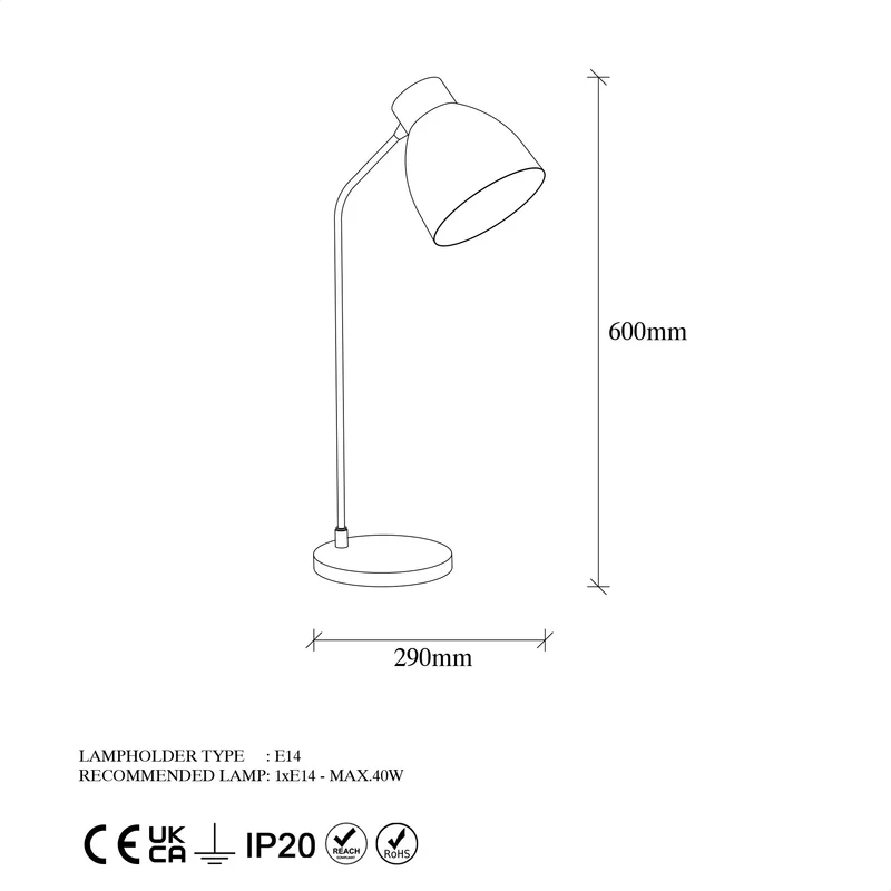Table lamp Opviq Lamp Murek, E14, stand (base), 40W