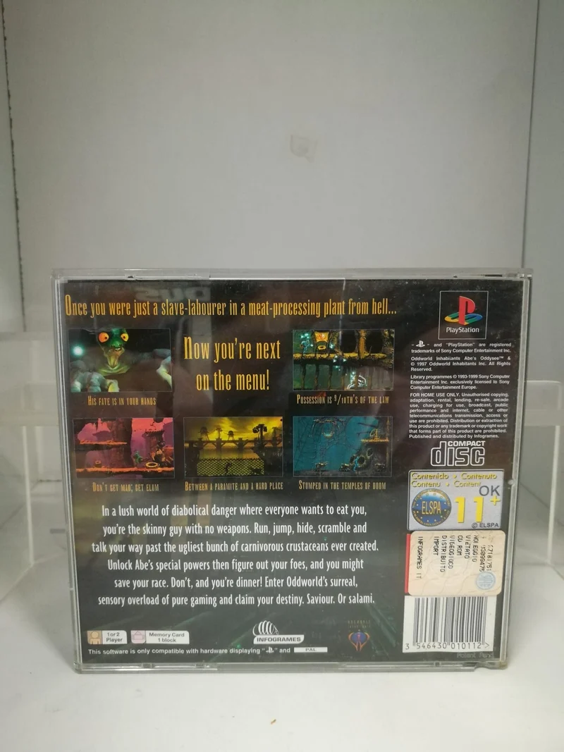 ODDWORLD: ABE'S ODDYSEE PS1 (usato garantito)(manca manuale e la prima copertina)