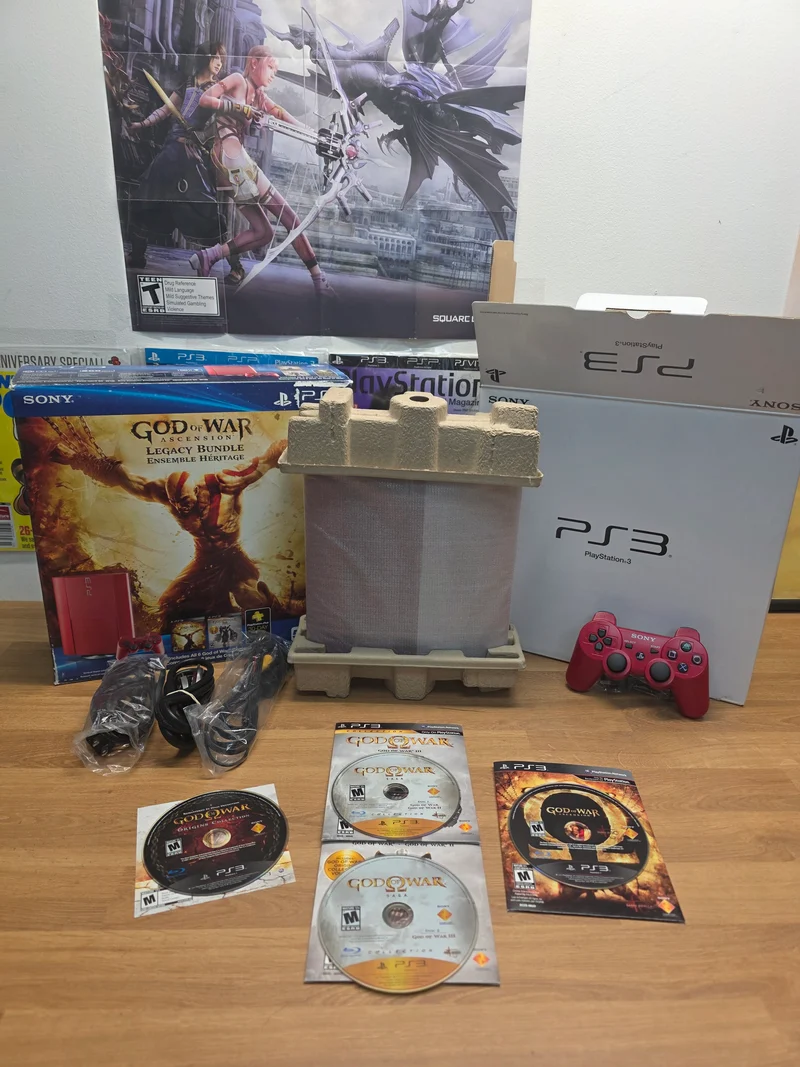 Sony PlayStation 3 PS3 Red God Of War Super Slim Console Bundle CIB