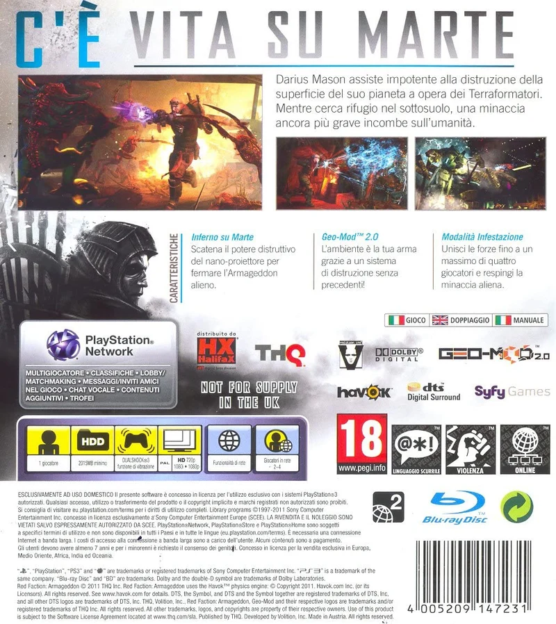 RED FACTION ARMAGEDDON PLAYSTATION 3 EDIZIONE ITALIANA