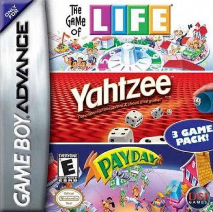 3 Game Pack! The Game Of Life + Payday + Yahtzee - Nintendo Game Boy Advance