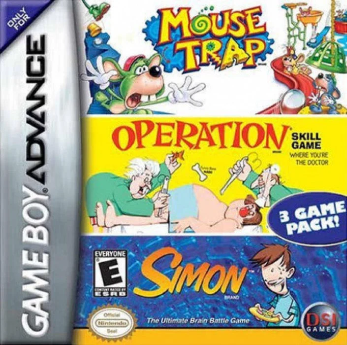 3 Game Pack! Mouse Trap and Operation and Simon - Nintendo Game Boy Advance