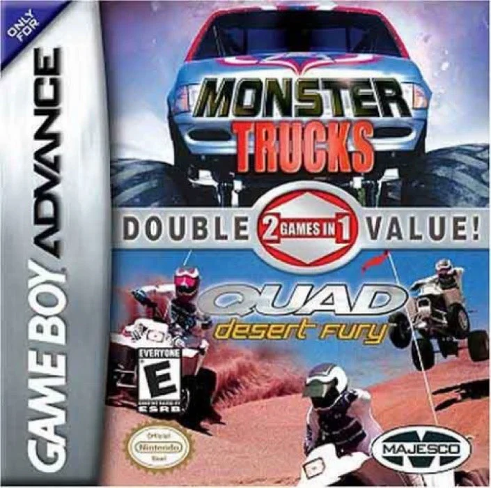 2 Games In 1! Double Value Monster Trucks + Quad Desert Fury - Nintendo Game Boy Advance
