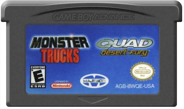 2 Games In 1! Double Value Monster Trucks + Quad Desert Fury - Nintendo Game Boy Advance