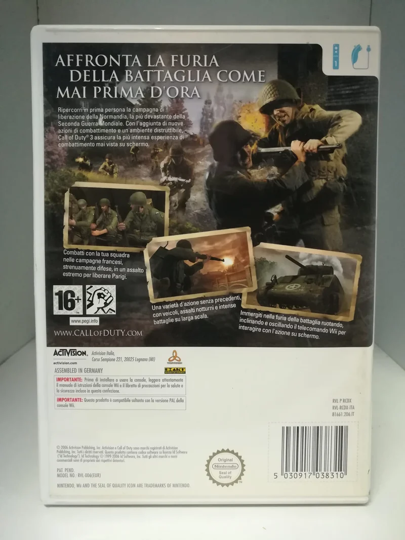 CALL OF DUTY 3 NINTENDO WII (usato garantito)(completamente in italiano)