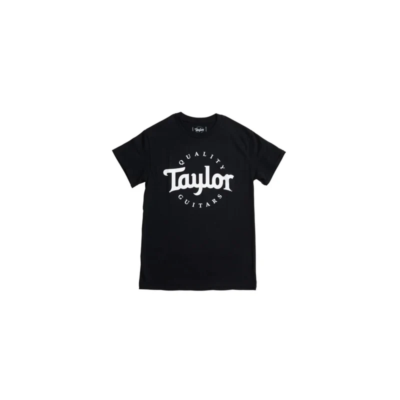 Taylor Men's Basic Black Logo T-Shirt (Black w/ White Logo) - Large