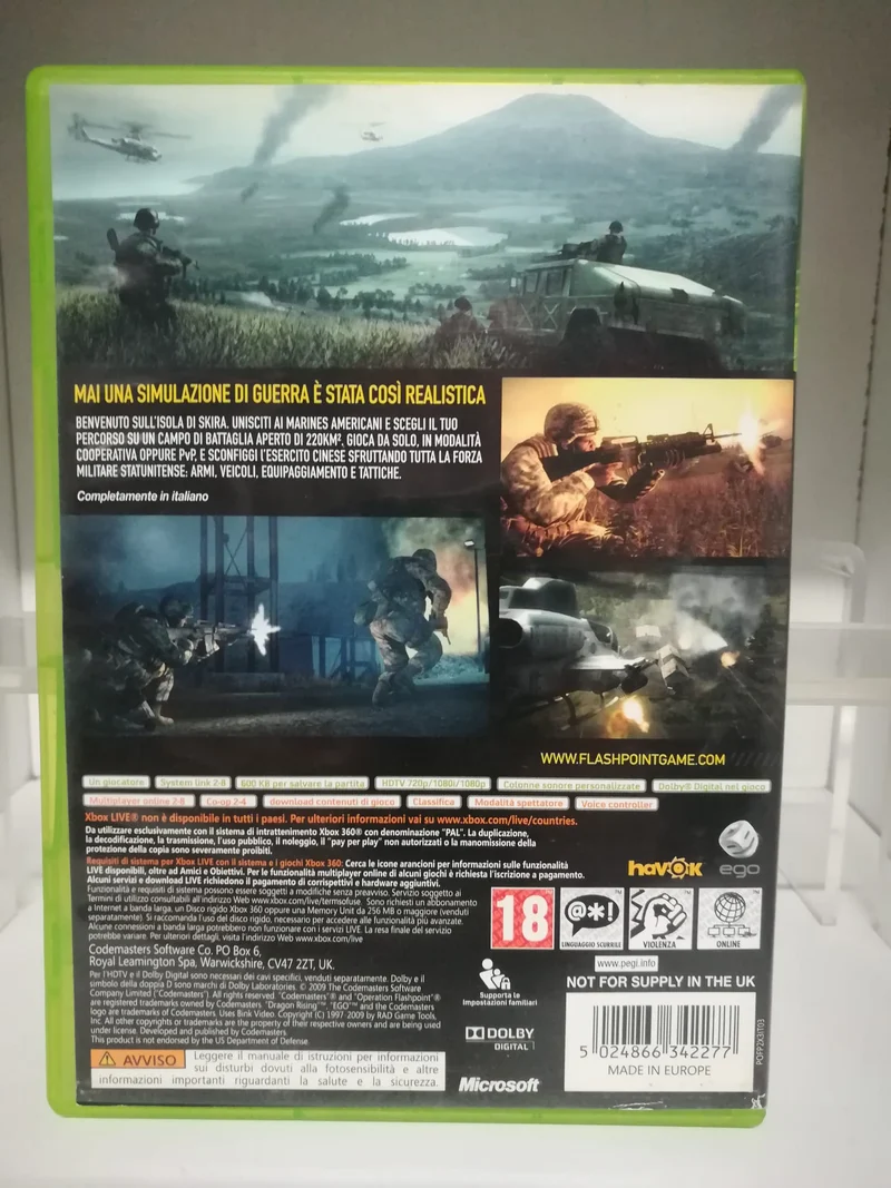 OPERATION FLASHPOINT DRAGON RISING XBOX 360 (usato garantito)(senza manuale)