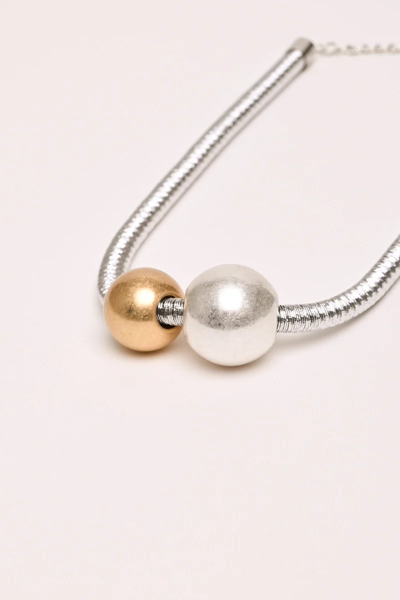 Collana argento con doppie sfere