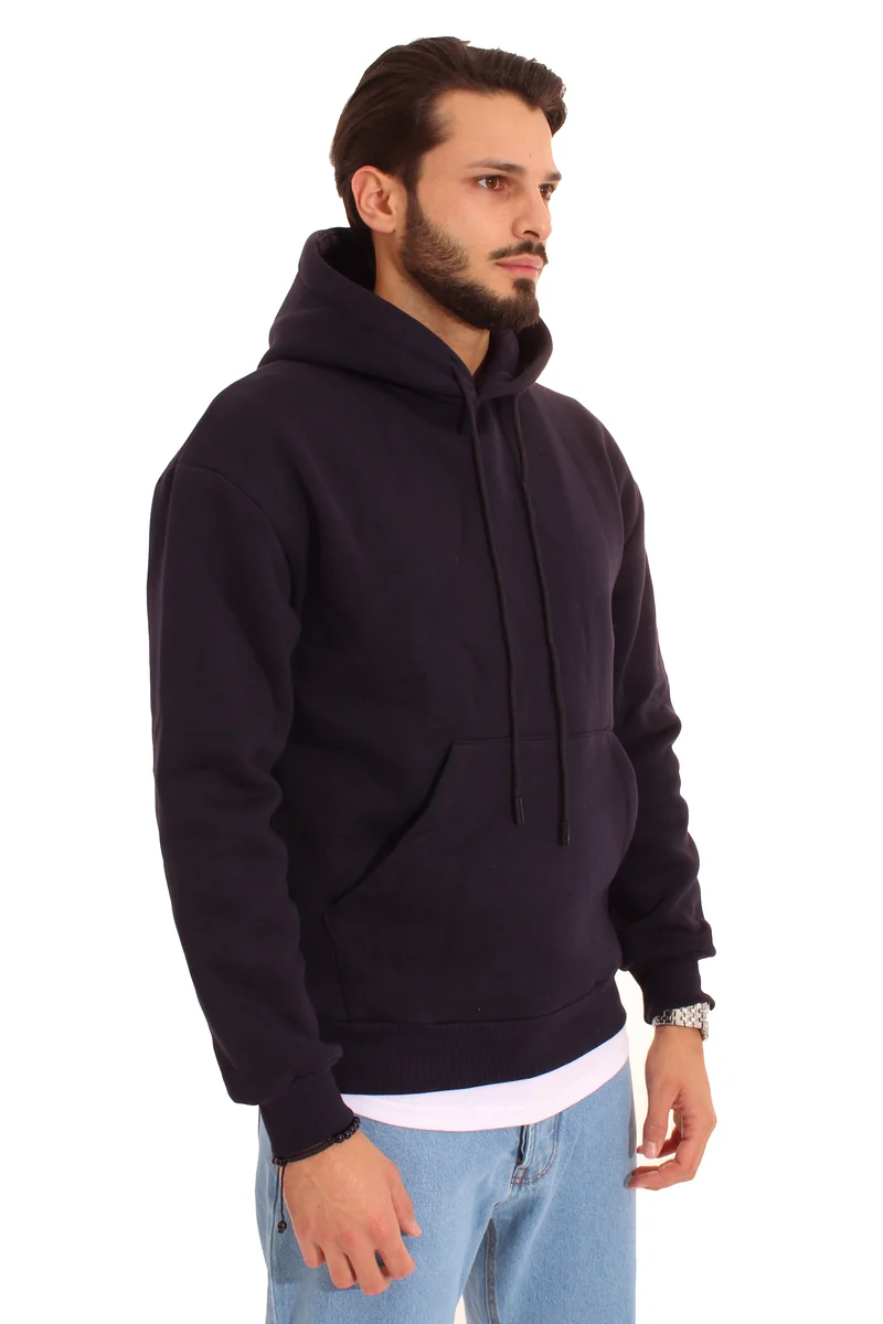 Felpa Uomo Felpata Tinta Unita Con Cappuccio Art. Fe105