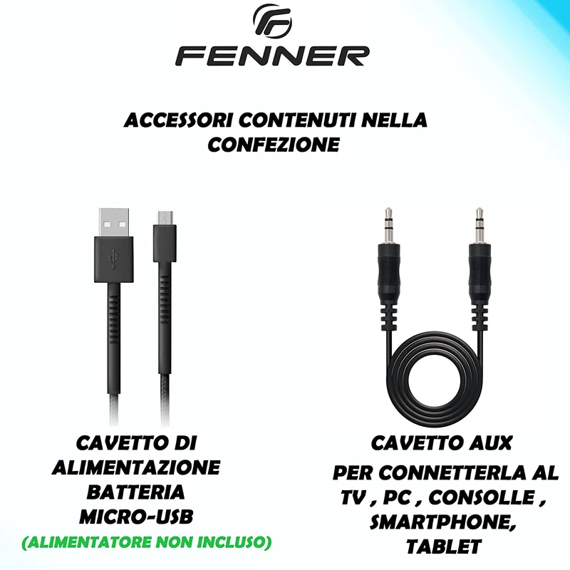 FENNER Cassa Bluetooth portatile 10W durata batteria 2/3h MicroSD AUX RADIO FM USB Speaker Bluetooth 5.0