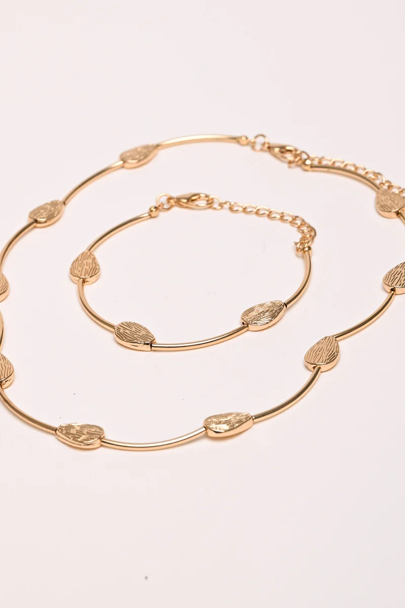 Set collana + bracciale in metallo