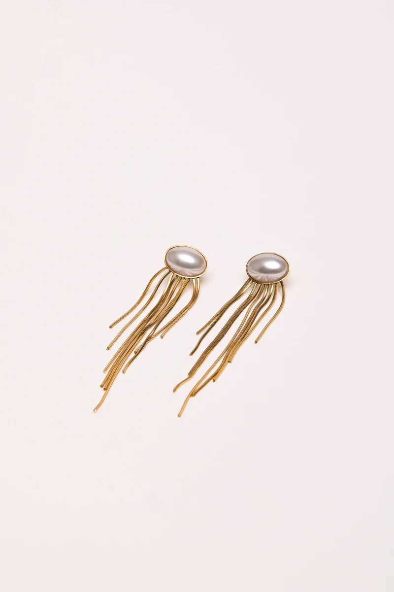 Set collana + orecchini con perle e frange