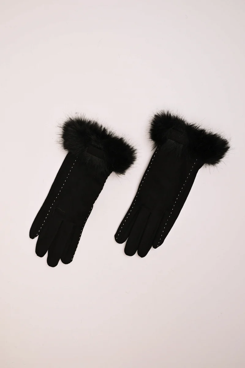 Guanti con polsini in faux fur