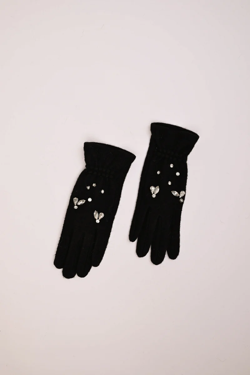 Guanti con decorazione strass