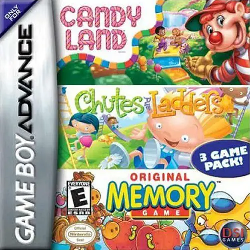 3 Game Pack! Candy Land + Chutes And Ladders + Original Memory Game - Nintendo Game Boy Advance
