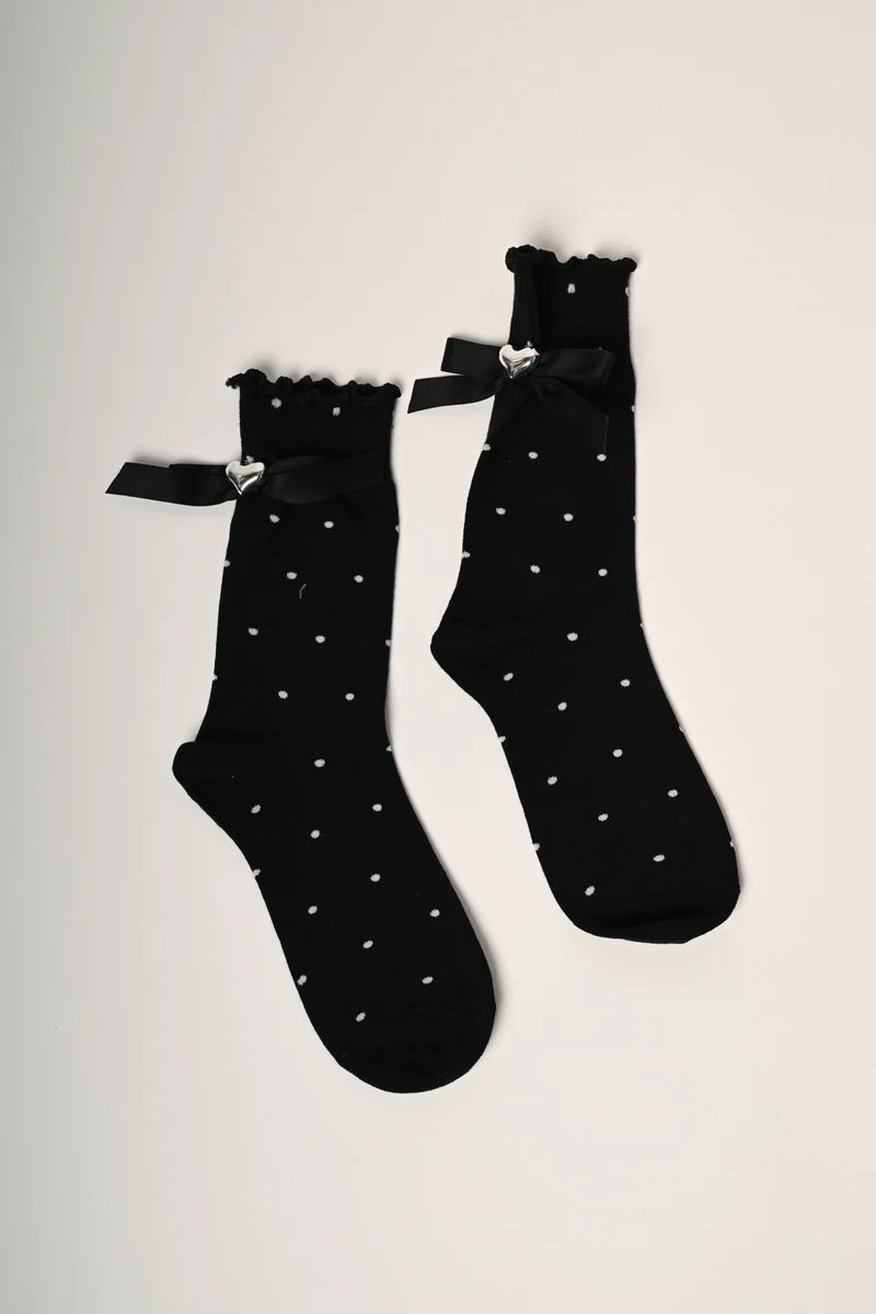 Set da due paia di calzini a pois con fiocchetti