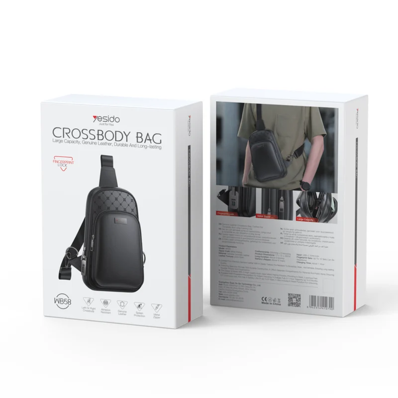 YESIDO Fingerprint Lock Cross Bag WB58