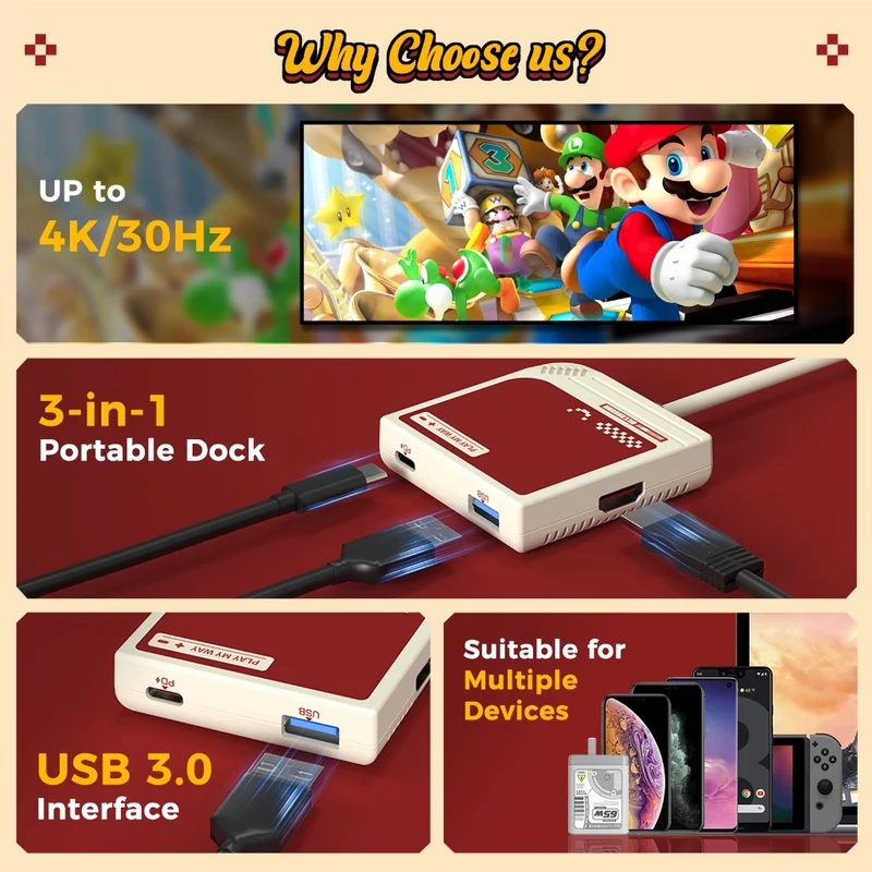 IINE Switch Video Converter 3-in-1 HD Resolution Conversion for Nintendo Switch