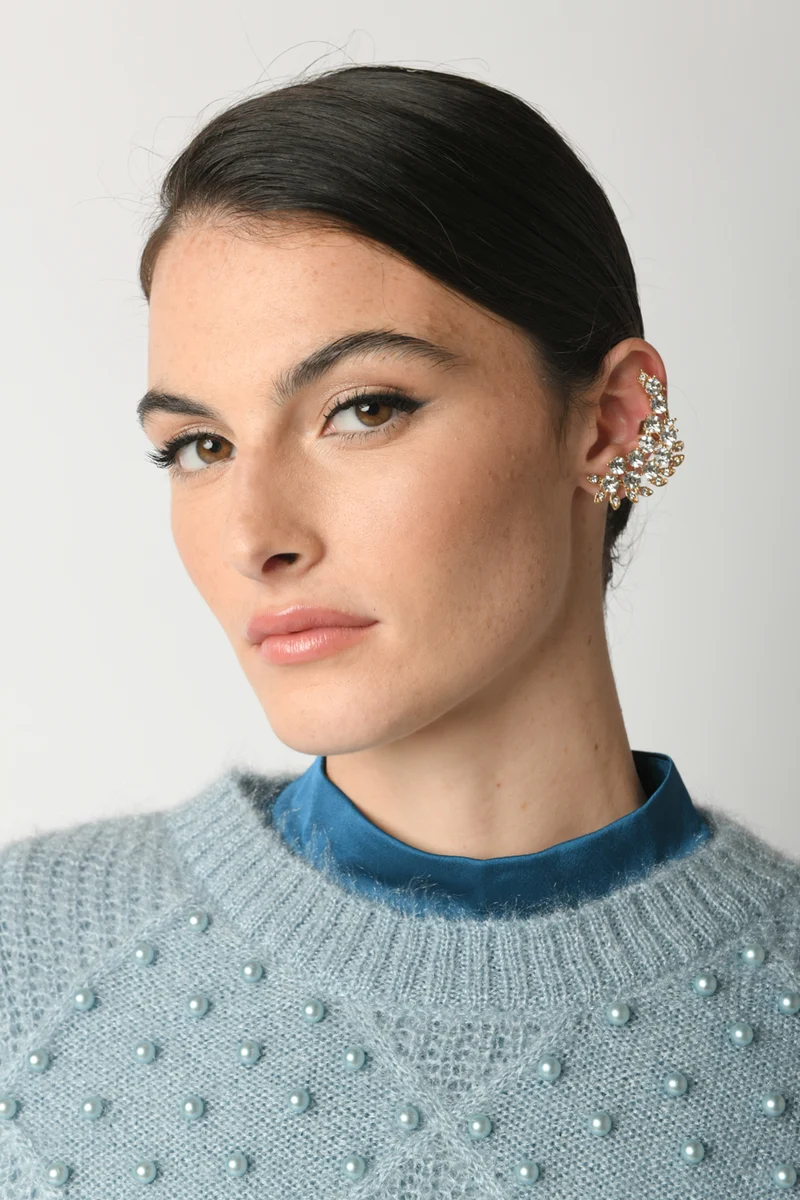 Orecchino singolo earcuff con strass