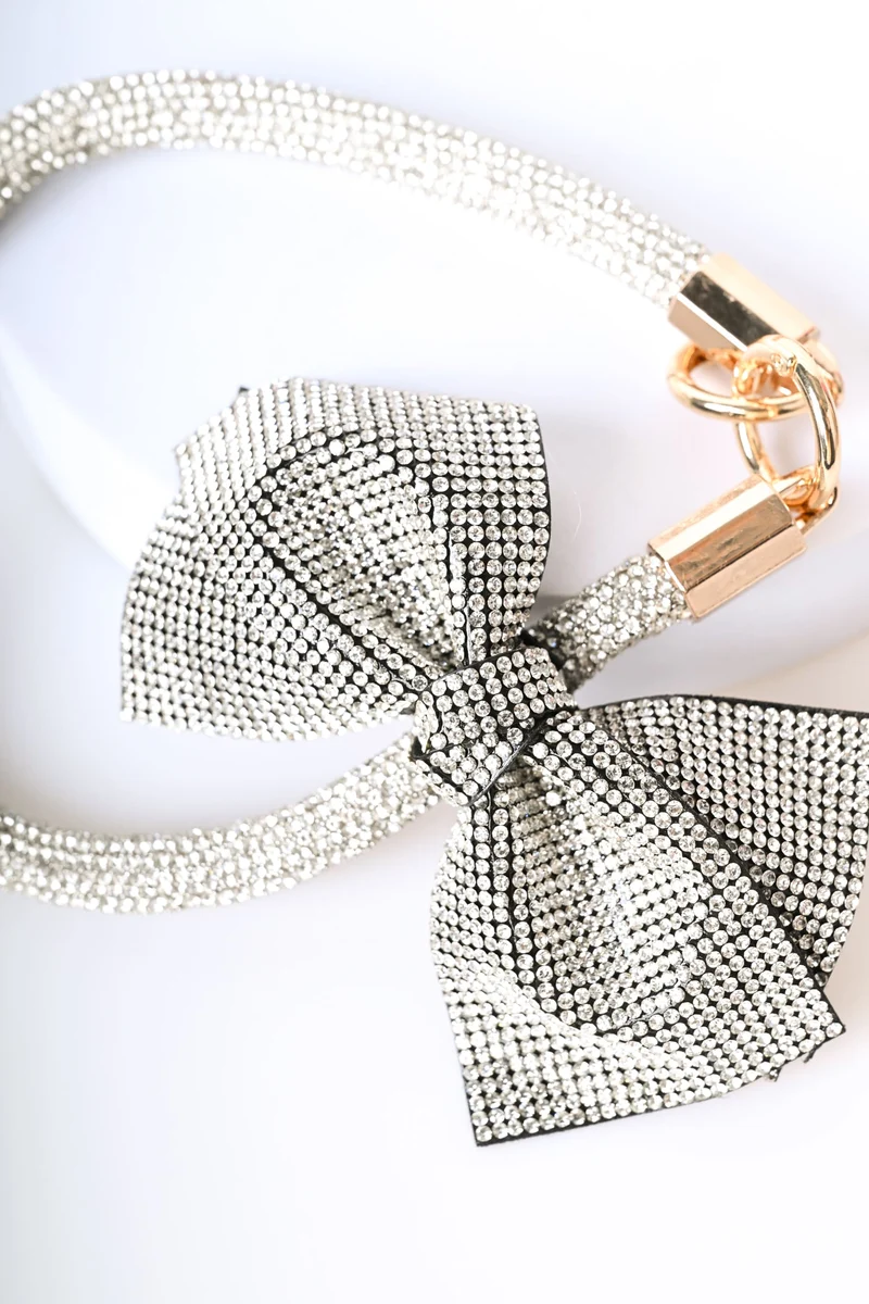 Portachiavi con strass e fiocco