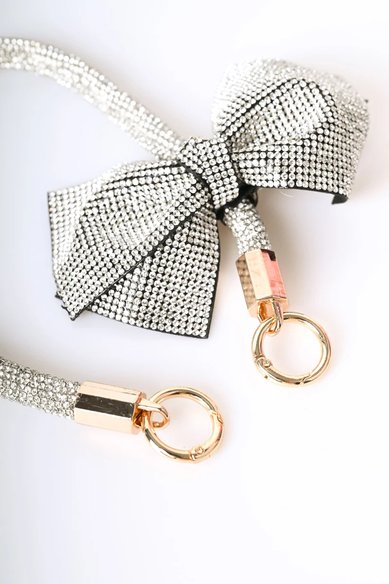 Portachiavi con strass e fiocco