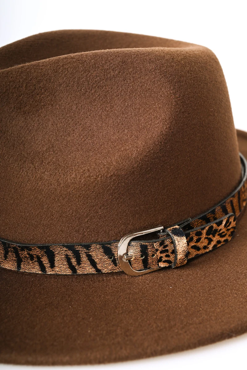 Cappello fedora con cinturino animalier