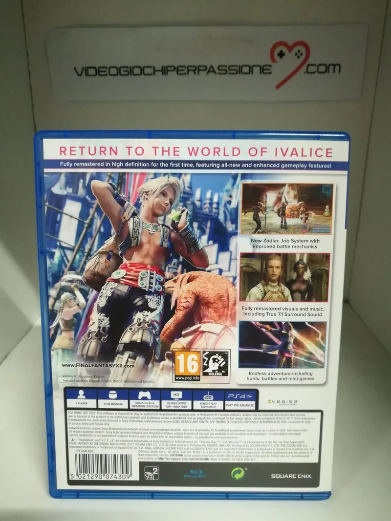 FINAL FANTASY XII 12 THE ZODIAC AGE PS4 (usato garantito)