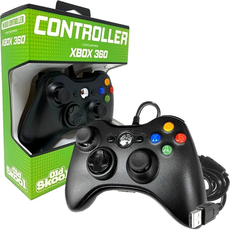 Old Skool Black Wired USB - Controller for PC & XBOX 360
