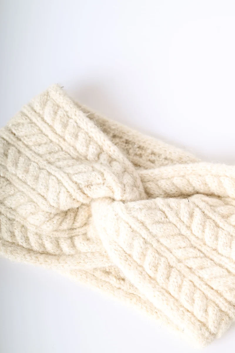 Fascia per capelli in maglia a trecce