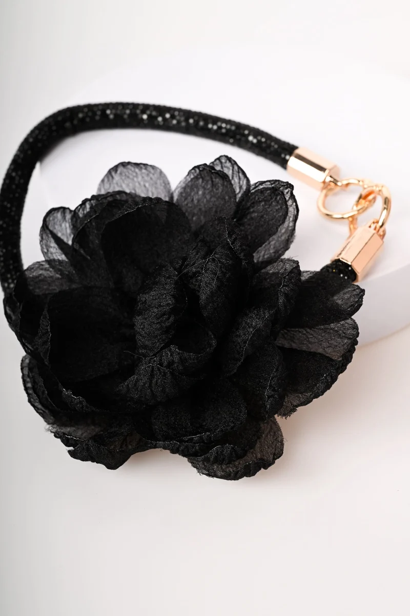 Portachiavi con strass e fiore