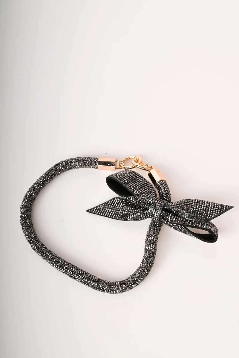 Portachiavi con strass e fiocco